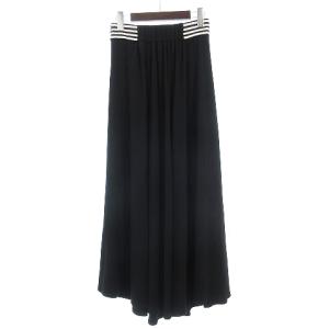 BORDERS at BALCONY スカート マキシ丈 ロング フレア ウール 黒 ブラック 36 SM