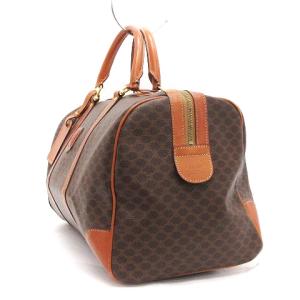 CELINE ボストンバッグ ハンド マカダム柄 PVC レザー 茶 ブラウン 旅行鞄 SM0