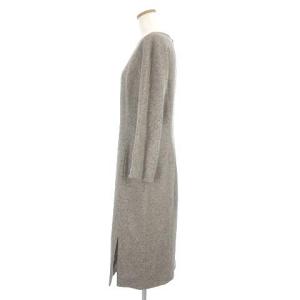 GIVENCHY ヴィンテージ ワンピース 長袖 ラグランスリーブ ボートネック ひざ丈 ウール シルク混 無地 ベージュ 44 SM0