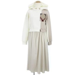 BLUE LAB EZUMI 55J54-714-42 パーカードッキングワンピース 36 ベージュ