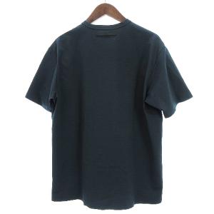 ATTACHMENT 美品 Tシャツ カットソー 半袖 丸首 クルーネック ポケット コットンコンプレッシャー 緑系 ダークグリーン 3 SM0