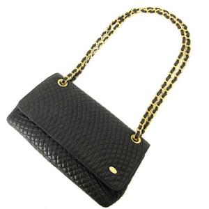 BALLY セミショルダーバッグ チェーン キルティング レザー ブラック 黒 SM0