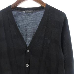 BLACK LABEL CRESTBRIDGE 18AW カーディガン ニット 長袖 ウール Vネック チェック 黒 M SM0