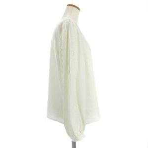 Leilian ブラウス カットソー 長袖 レース 刺繍 ピンタック アイボリー 11 L位 SM0