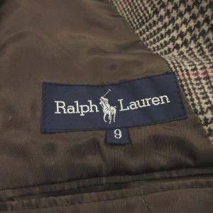 RALPH LAUREN 美品 テーラードジャケット 長袖 フロント2B ウール グレンチェック 茶 ブラウン 9 SM0