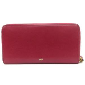 ANYA HINDMARCH 長財布 ラウンドファスナー スマイリー レザー ワインレッド ウォレット SM0