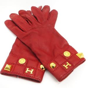 レザーグローブ 手袋 セリエ メドール ゴールド金具 赤系 ボルドー 8 SM