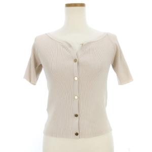 19SS ニット カットソー カーディガン 半袖 リブ 無地 ベージュ 36 SM