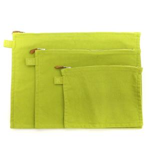 ボラボラ ポーチ 3点セット クラッチバッグ Hロゴ 刺繍 キャンバス 黄緑
