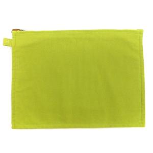 HERMES ボラボラ ポーチ 3点セット クラッチバッグ Hロゴ 刺繍 キャンバス 黄緑