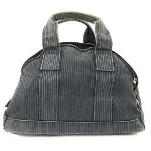 PORTER ミニボストンバッグ トート ハンド ストライプ チャコールグレー SM0