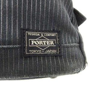 PORTER ミニボストンバッグ トート ハンド ストライプ チャコールグレー SM0