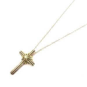 TIFFANY&Co. クロス ネックレス ペンダント コンビ シルバー 金 ゴールド 925 750 総重量7.8g アクセサリー SM0