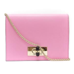 ショルダーバッグ フラップ ターンロック チェーン レザー Y1H248 ピンク SM0