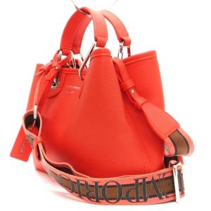 EMPORIO ARMANI MyEA ショッパー ディアプリント ショルダーバッグ ハンド 2WAY ポーチ付き 赤系 レッド系 SM0