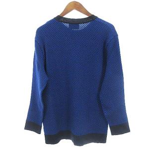 LANVIN コレクション ニット セーター クルーネック 長袖 ウール ブルー ブラック 青 黒 50 SM0