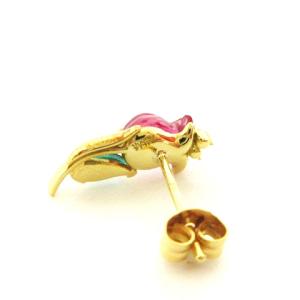 AHKAH ピアス チューリップ ストーン 総重量0.9g K18 ゴールド 赤 レッド 片耳のみ SM0