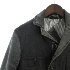 DIESEL CO ジャケット シングル コットン レザー 切替 ジップアップ 牛革 ダークグレー XS SM0