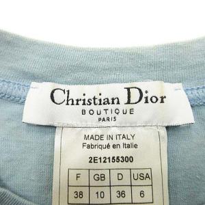 Christian Dior カットソー ノースリーブ J'ADORE DIOR フロッキープリント ブルー イエロー