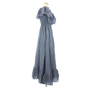 MARIHA ロングワンピース マキシ丈 フレア オフショル 総柄 コットン 青系 ブルー系 SM0