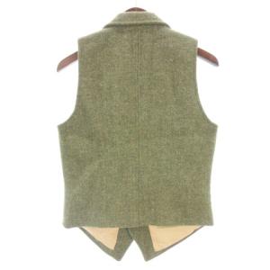 Nigel Cabourn ハリスツイード生地 ジレ ベスト テーラードカラー ウール 前開き カーキ 44 SM0