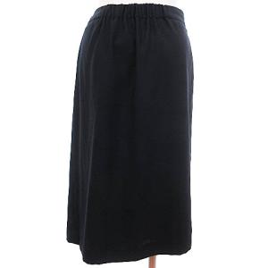 Paul Stuart スカート 膝丈 タック プリーツ 無地 総柄 ネイビー 紺 8 SM0