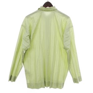 HOMME PLISSE ISSEY MIYAKE 21SS プリーツシャツ 長袖 ドロップショルダー 無地 HP12FJ005 ライトグリーン 黄緑 2 M位 SM0