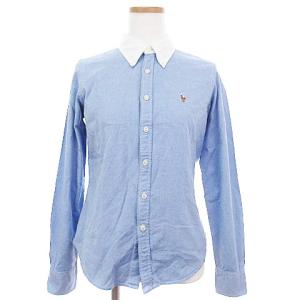シャツ ボタンダウン 長袖 刺繍 ワンポイント ブルー 青 9 SM0