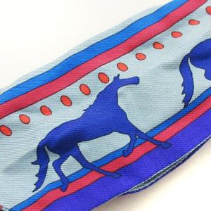 HERMES ツイリー スカーフ 馬柄 シルク100% ブルー 青 AA SM0