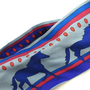 HERMES ツイリー スカーフ 馬柄 シルク100% 青 ブルー SM0 AA