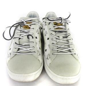 MCM Suede Classic プーマ コラボ スニーカー ローカット レースアップ 366299 白 ホワイト グレー 27.5