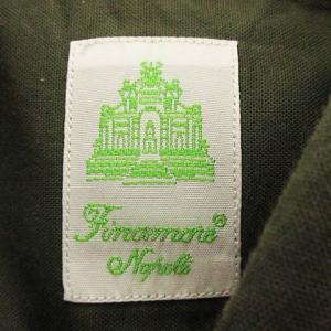 Finamore シャツ ホリゾンタルカラー 長袖 無地 コットン カーキ 緑 15 1