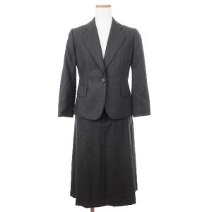 スーツ セットアップ テーラードジャケット シングル 七分袖 スカート ひざ丈 グレー 1 SM0