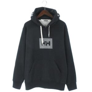 パーカー 長袖 ダブルウィンド スウェット フーディー 裏起毛 ロゴ プリント アウトドアウエア 黒 ブラック XL