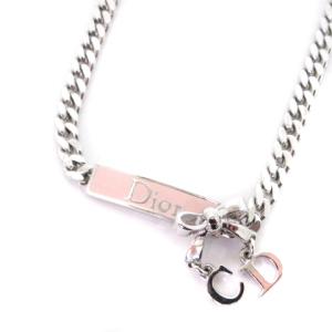 ネックレス ペンダント DC ロゴ リボン プレート チェーン シルバーカラー ピンク アクセサリー