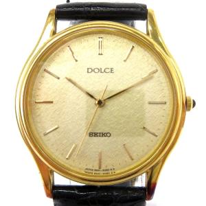 DOLCE ドルチェ 腕時計 クォーツ ウォッチ 3針 アナログ レザー 8N41-6060 文字盤ゴールド ブラック 小物