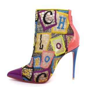 Christian Louboutin パンプス ショートブーツ メッシュ 刺繍 アルファベット