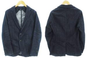 ARMANI JEANS セットアップ デニム テーラードジャケット パンツ ライン 小さいサイズ 44