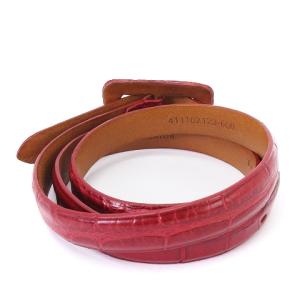 RALPH LAUREN ベルト プレーン ハトメ 細 クロコ 411102123-600 赤 レッド S 小物