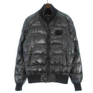 ブルゾン ダウン ジャケット ロゴプレート 光沢 ナイロン