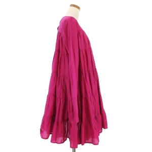 Merlette 20SS SOLIMANドレス ワンピース 長袖 ひざ丈 ティアード フレア ボリューム コットン ピンク