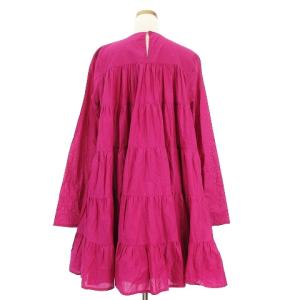 Merlette 20SS SOLIMANドレス ワンピース 長袖 ひざ丈 ティアード フレア ボリューム コットン ピンク