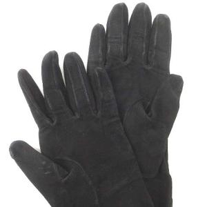 GIORGIO ARMANI 手袋 グローブ スエード レザー 防寒 裏地シルク 無地 イタリア製 ブラック