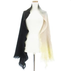 Faliero Sarti ストール マフラー ウール シルク フリンジ グラデーション ブラック アイボリー