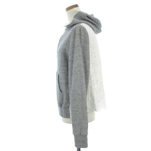 sacai luck 14SS パーカー 長袖 ジップアップ スウェット 切替 花 フラワー フレア コットン 14SSLU744 灰 白 グレー