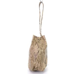 JUN MIKAMI PYTHON BAG 巾着 ハンドバッグ パイソン型押し 茶 ブラウン系 鞄