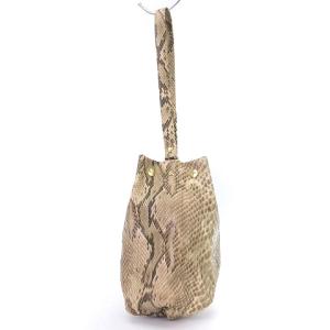 JUN MIKAMI PYTHON BAG 巾着 ハンドバッグ パイソン型押し 茶 ブラウン系 鞄