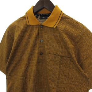 CELINE ヴィンテージ ポロシャツ ロゴ刺繍 チェック  マスタード S イエロー