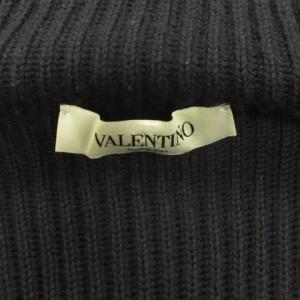 VALENTINO ロングカーディガン ガウン 長袖ニット フード レース レイヤード M 紺