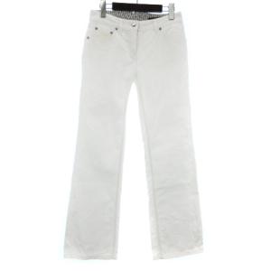 デニム パンツ ジーンズ モノグラム  刺繍 プリント コットン W M PA09 CKJ 白 ホワイト